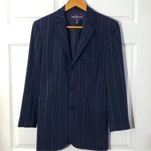 Ralph Lauren Pinstriped Vintage Wool Lined Blazer Size 4